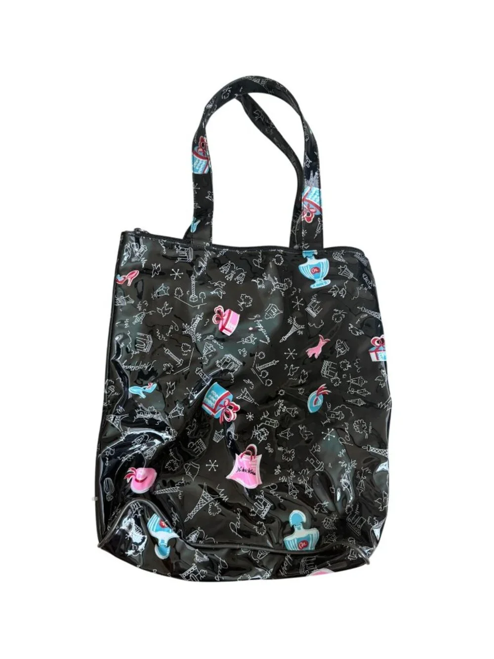 NICK & NORA Black White Print Tote Bag Womens